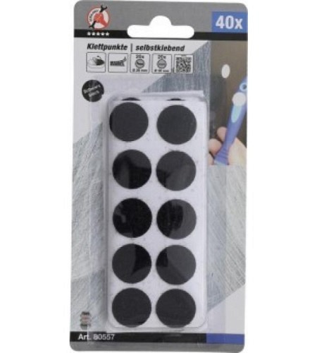 Klettpunkte | selbstklebend | schwarz | 40-tlg.