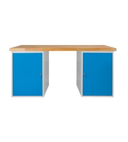 Werkbank mit 2 Stahlblechschränken, Breite 1500 mm