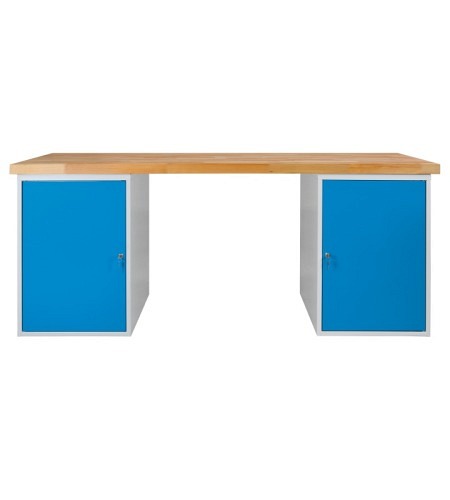 Werkbank mit 2 Stahlblechschränken, Breite 2000 mm