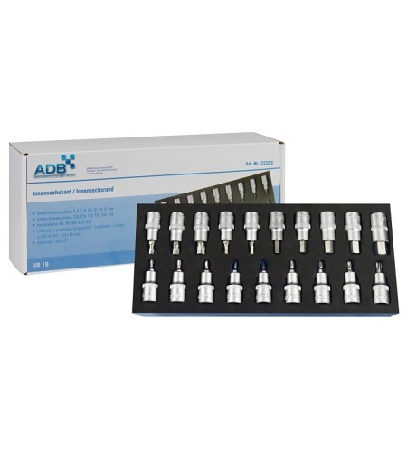 Innensechskant/Innensechsrund-Set 1/2",19-tlg.