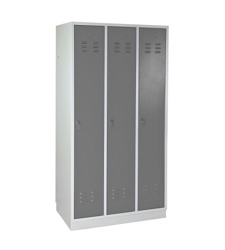 ADB Garderobenschrank Spind 3-türig silbergrau 1..