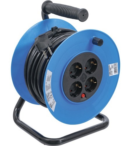 Kabeltrommel | 25 m | 3x1,5 mm² | 4 Steckdosen | IP 20 | 3000 W