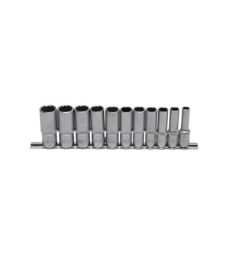 Steckschlüssel-Einsatz-Satz Zwölfkant, tief | Antrieb Innenvierkant 10 mm (3/8