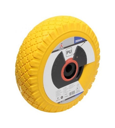 Rad für Sackkarren/Bollerwagen | PU, gelb/schwarz | 260 mm