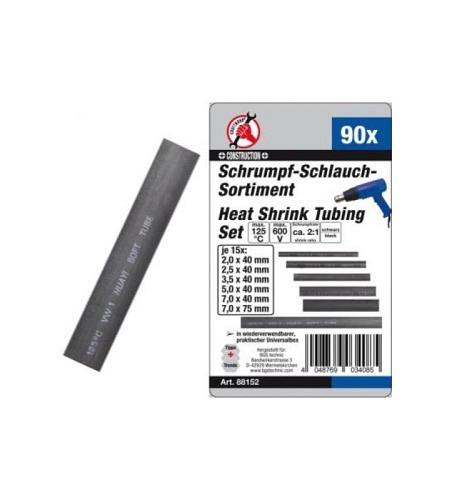 Schrumpfschlauch-Sortiment | schwarz | 90-tlg.