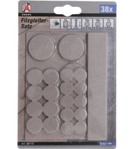 Filzgleiter-Satz | beige | 38-tlg.