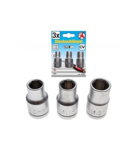 Steckschlüsseleinsatz-Satz | Antrieb 12,5 mm (1/2") | SW 10 / 11 / 13 mm | 3-tlg.