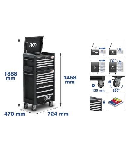 Werkstattwagen Profi Standard Maxi | 12 Schublad..
