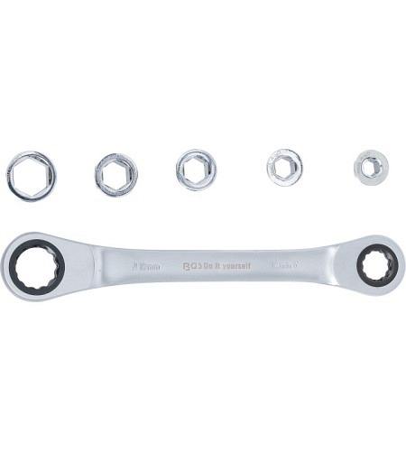 Ratschen-Ringschlüssel mit Adaptersatz | SW 8 - ..