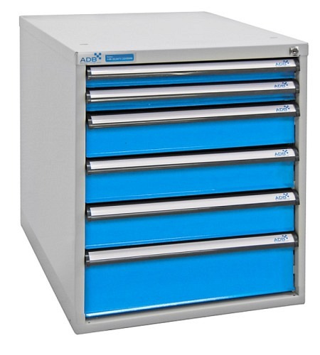 ADB Schubladenbox, Höhe 650 mm, 6 Schubladen