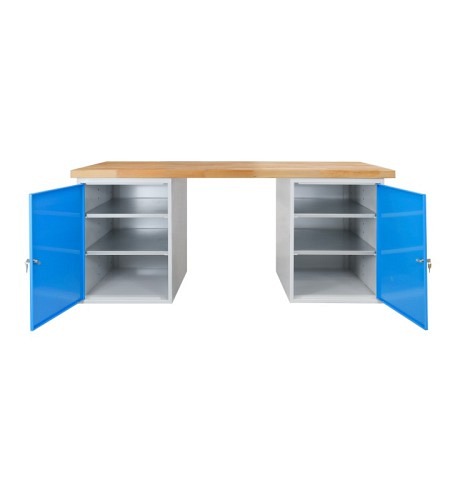 Werkbank mit 2 Stahlblechschränken, Breite 1500 mm