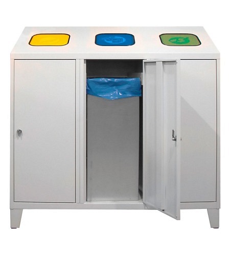ADB Recycling-Abfallsammler mit 3 verzinkten Beh..