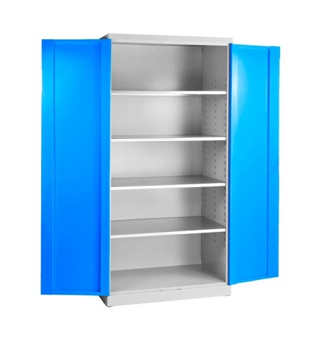 ADB Flügeltürenschrank, Tiefe 600 mm, Grau/Blau