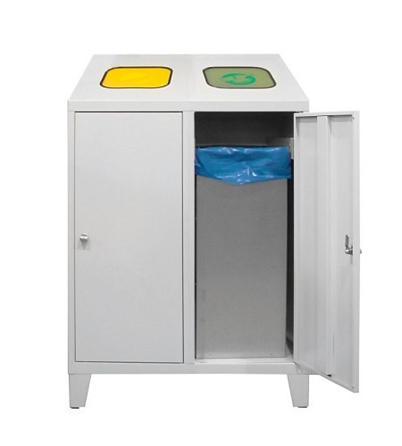 ADB Recycling-Abfallsammler mit 2 verzinkten Beh..