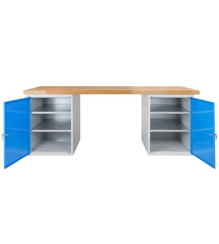 Werkbank mit 2 Stahlblechschränken, Breite 2000 mm