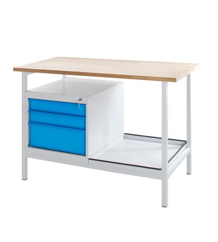 Werkbank Eko mit 3 Schubladen, RAL7035/5012