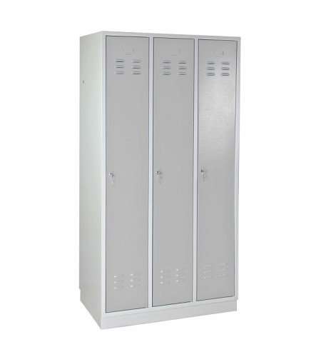 ADB Garderobenschrank Spind 3-türig lichtgrau 1775x890x500 mm
