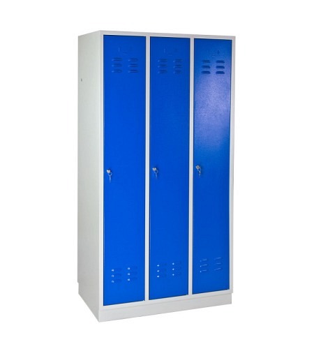 ADB Garderobenschrank Spind 3-türig lichtblau 1775x890x500 mm