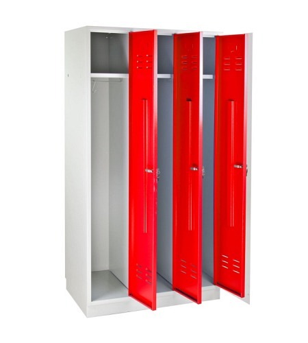 ADB Garderobenschrank Spind 3-türig feuerrot 177..
