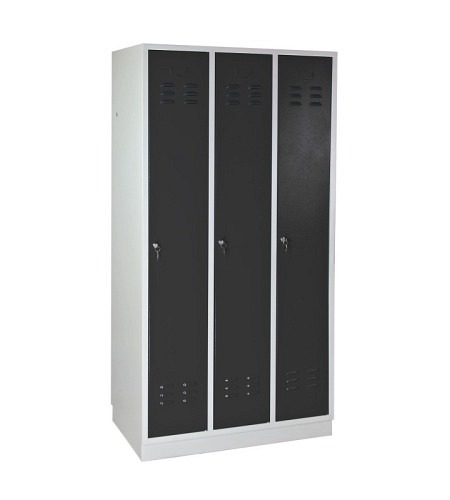 ADB Garderobenschrank Spind 3-türig anthrazit 1775x890x500 mm