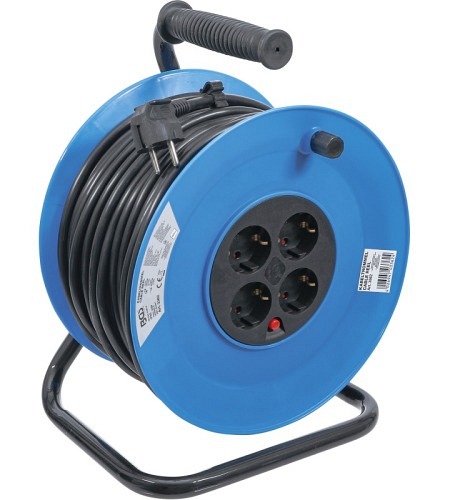 Kabeltrommel | 50 m | 3x1,5 mm² | 4 Steckdosen | IP 20 | 3000 W