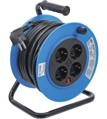 Kabeltrommel | 15 m | 3x1,5 mm² | 4 Steckdosen | IP 20 | 3000 W