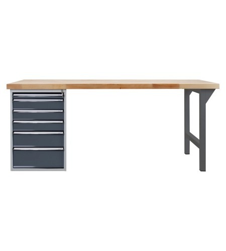 ADB Werkbank PROFI 2000, 6 Schubladen, RAL 7016, Höhe 850 mm
