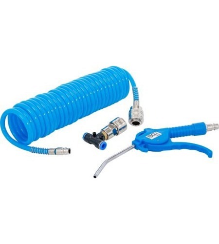 Druckluft-Ausblaspistole | mit Druckluft-Spiralschlauch und T-Verbinder