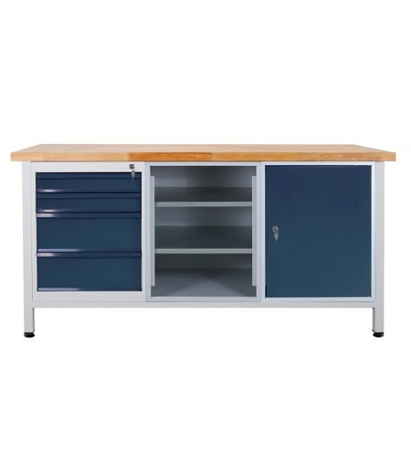 ADB Werkbank / Werktisch, 1700x600x840 mm, mit 1 Tür + 4 Schubladen