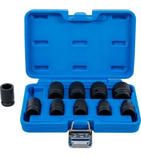 Kraft-Steckschlüssel-Einsatz-Satz Sechskant | Antrieb Innenvierkant 12,5 mm (1/2") | SW 3/8 - 15/16" | Zollgrößen | 10-tlg.