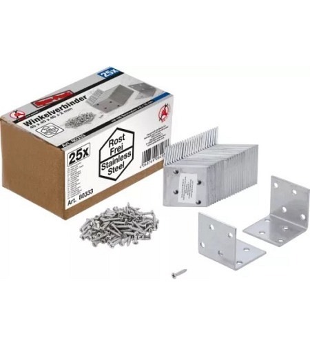 Winkelverbinder | rostfrei | 40 x 40 x 40 mm | Spar-Pack | 25 Stück