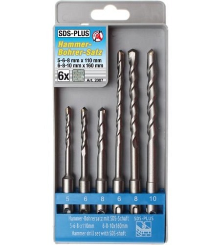 Hammer-Bohrer-Satz | SDS-Schaft, Hartmetallspitze | 5 - 10 mm | 6-tlg.