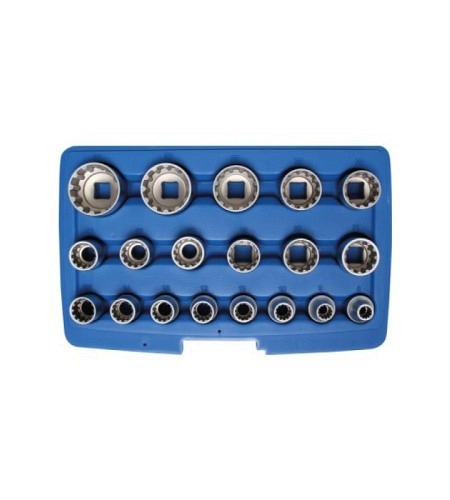 Steckschlüssel-Einsatz-Satz Gear Lock | Antrieb Innenvierkant 12,5 mm (1/2") | 19-tlg.