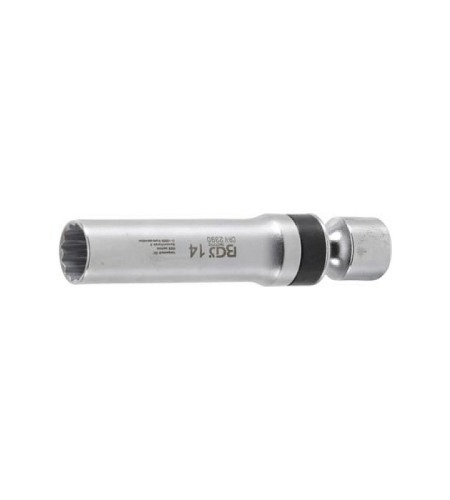 Zündkerzen-Gelenkeinsatz Zwölfkant mit Haltefeder | Antrieb Innenvierkant 10 mm (3/8") | SW 14 mm