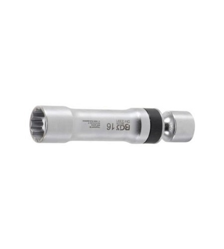 Zündkerzen-Gelenkeinsatz Zwölfkant mit Haltefeder | Antrieb Innenvierkant 10 mm (3/8") | SW 16 mm