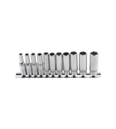 Steckschlüssel-Einsatz-Satz Sechskant, tief | Antrieb Innenvierkant 6,3 mm (1/4") | Zollgrössen | 11-tlg.