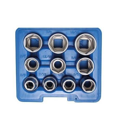 Steckschlüssel-Einsatz-Satz Sechskant | Antrieb Innenvierkant 12,5 mm (1/2") | Zollgrössen | 10-tlg.