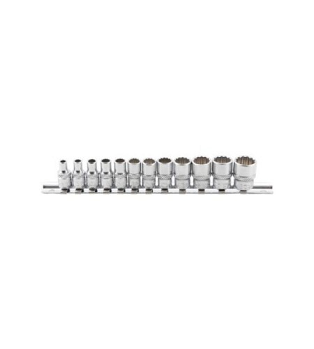 Steckschlüssel-Einsatz-Satz Zwölfkant | Antrieb Innenvierkant 6,3 mm (1/4") | Zollgrössen | 12-tlg.