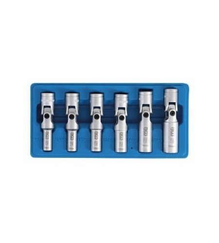 Glühkerzen-Gelenkeinsatz-Satz, Sechskant | Antrieb Innenvierkant 10 mm (3/8") | SW 8-16 mm | 6-tlg.