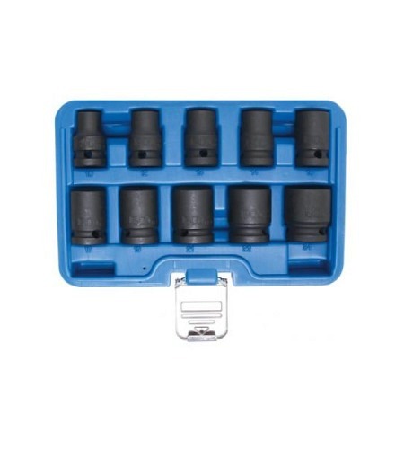 Kraft-Steckschlüssel-Einsatz-Satz Sechskant | Antrieb Innenvierkant 12,5 mm (1/2") | SW 10 - 24 mm | 10-tlg.