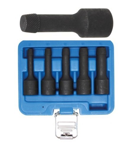 Spezial-Steckschlüssel-Einsatz-Satz / Schraubenausdreher | Antrieb Innenvierkant 12,5 mm (1/2") | SW 8 - 16 mm | 5-tlg.