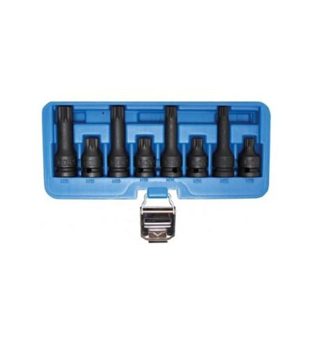 Kraft-Bit-Einsatz-Satz | Antrieb Innenvierkant 12,5 mm (1/2") | Innenvielzahn (für XZN) M12 - M18 | 8-tlg.