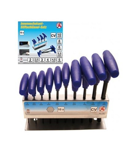 Schraubendreher-Satz mit T-Griff | Innensechskant 2 - 10 mm | 10-tlg.