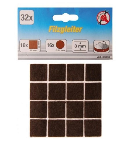 Filzgleiter-Satz | braun | 32-tlg.