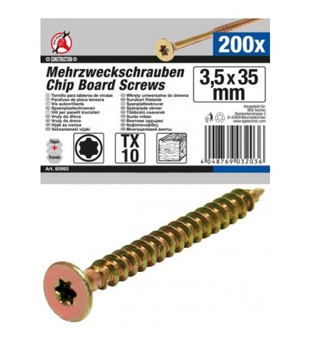 Mehrzweckschrauben | T-Profil (für Torx) T10 | 3,5 x 35 mm | 200 Stück
