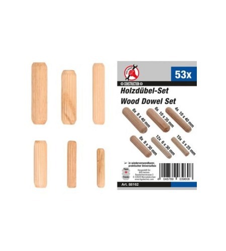 Holzdübel-Sortiment | Ø 5 - 10 mm | 53-tlg.