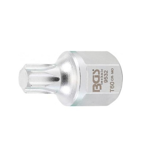 Keilrippenriemen-Bit-Einsatz | Antrieb Innenvierkant 12,5 mm (1/2"), Aussensechskant SW 22 mm | T-Profil (für Torx) T60