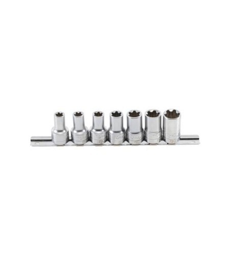 Steckschlüssel-Einsatz-Satz T-Profil Plus (für Torx Plus) | Antrieb Innenvierkant 10 mm (3/8") | SW 10EP - 20EP | 7-tlg.